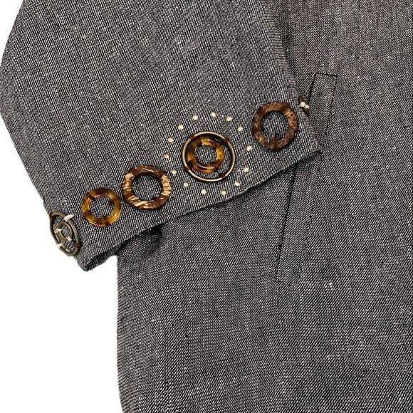 Coldwater creek metallic linen blend blazer jacket embellished cuffs size XL - Picture 9 of 12